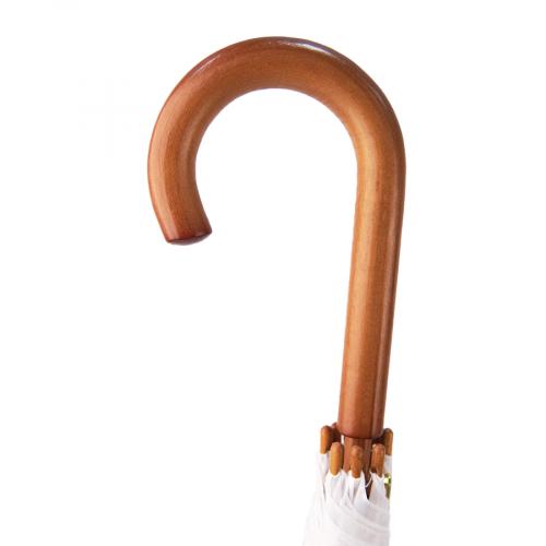 Зонт-трость с деревянной ручкой, полуавтомат; белый; D=103 см; - купить подарки с логотипом в Воронеже