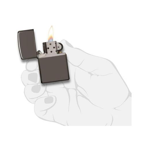 Зажигалка ZIPPO Classic с покрытием Black Ice, латунь/сталь, чёрная, глянцевая; - купить подарки с логотипом в Воронеже