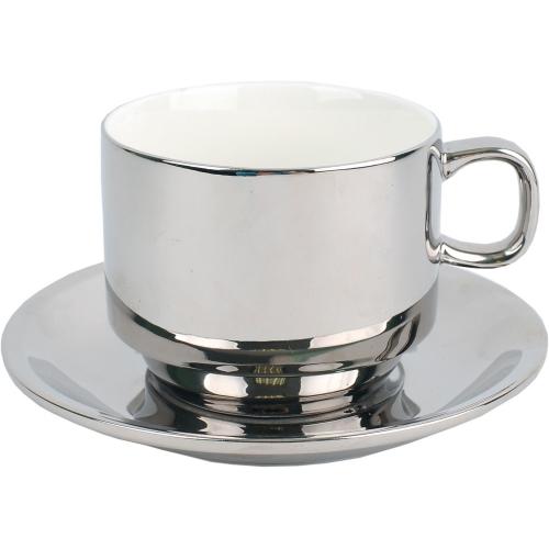 Серебряная чайная пара: чашка на 250 мл с блюдцем; - купить бизнесс-сувениры в Воронеже