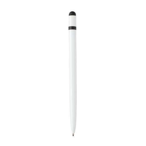Металлическая ручка-стилус Slim, белый - белый;