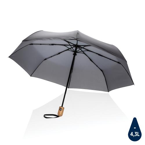 Автоматический зонт Impact из RPET AWARE™ с бамбуковой рукояткой, d94 см - темно-серый;