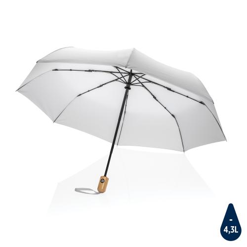 Автоматический зонт Impact из RPET AWARE™ с бамбуковой рукояткой, d94 см - белый;