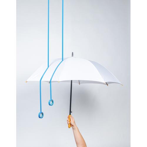 Автоматический зонт-трость с бамбуковой рукояткой Impact из RPET AWARE™; - купить именные сувениры в Воронеже