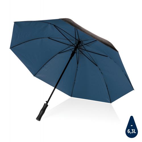 Двухцветный плотный зонт Impact из RPET AWARE™ с автоматическим открыванием, d120 см - синий;