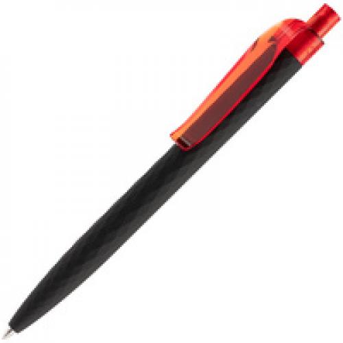 Ручка шариковая Prodir QS01 PRT-T Soft Touch, черная с красным