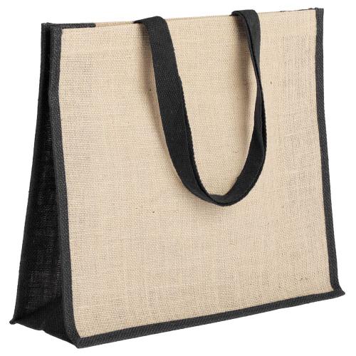 Холщовая сумка для покупок Bagari с черной отделкой; - купить бизнесс-сувениры в Воронеже