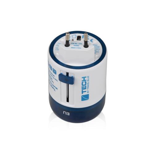 Адаптер с 2-умя USB-портами для зарядки Travel Blue Twist & Slide Adaptor голубой/белый; - купить необычные сувениры в Воронеже