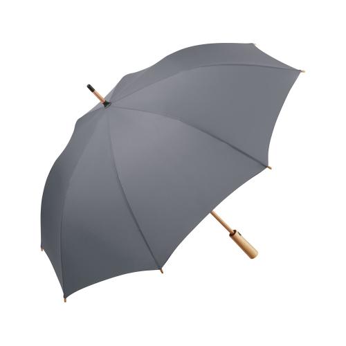 Зонт-трость 7379 Okobrella бамбуковый, полуавтомат, серый