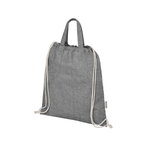 Pheebs 150 г/м² Aware™ рюкзак со шнурком из переработанных материалов - Черный; - купить именные сувениры в Воронеже