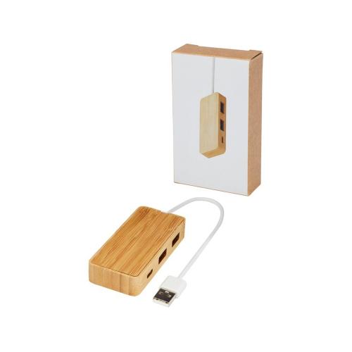 USB-концентратор Tapas из бамбука; - купить подарки с логотипом в Воронеже