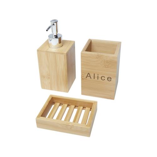 Набор из 3 аксессуаров из бамбука для ванной комнаты Hedon; - купить подарки с логотипом в Воронеже