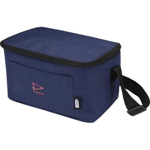 Tundra сумка-холодильник на 6 банок из переработанного РЕТ-пластика - Heather navy; - купить подарки с логотипом в Воронеже