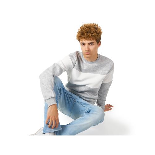 Свитшот блокинг Edinburgh, серый меланж/белый; - купить необычные подарки в Воронеже