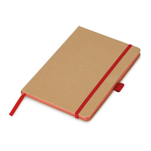 Блокнот A5 Sevilia Color, твердая обложка из крафта, 80 листов, цветной срез и форзац, натуральный/красный