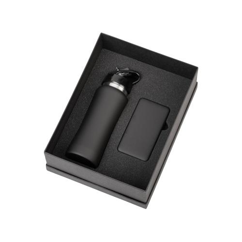 Подарочный набор с бутылкой для воды и повербанком С2, 10000 mAh, черный