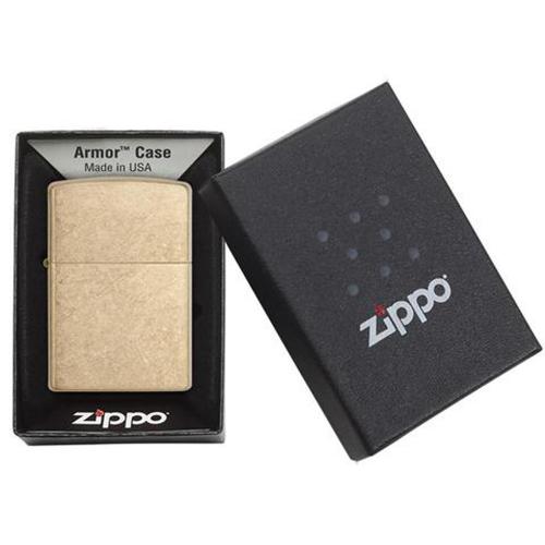Зажигалка ZIPPO Armor™с покрытием Tumbled Brass, латунь/сталь, золотистая, матовая; - купить подарки с логотипом в Воронеже