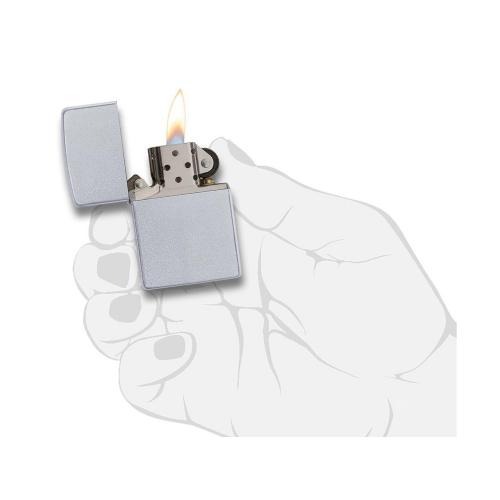 Зажигалка ZIPPO Classic с покрытием Satin Chrome™, латунь/сталь, серебристая, матовая; - купить подарки с логотипом в Воронеже