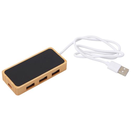 USB хаб с подсветкой лого Reedia S5, 3*USB, 1*Type C, бамбук; - купить необычные подарки в Воронеже
