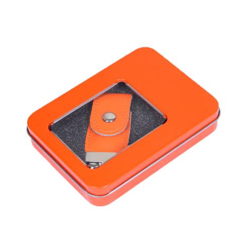 Металлическая коробочка G04 оранжевого цвета с прозрачным окошком; - купить необычные подарки в Воронеже