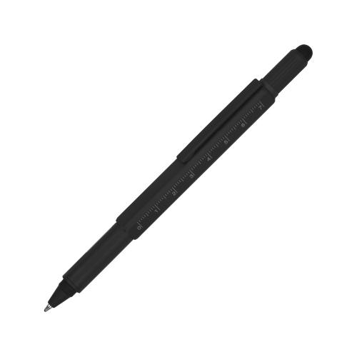 Ручка шариковая металлическая Tool, черный. Встроенный уровень, мини отвертка, стилус