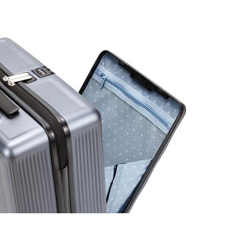 Чемодан TORBER БАЙКАЛ, тёмно-серый металлик, поликарбонат, 37,5 x 20 х 54 см; - купить подарки с логотипом в Воронеже