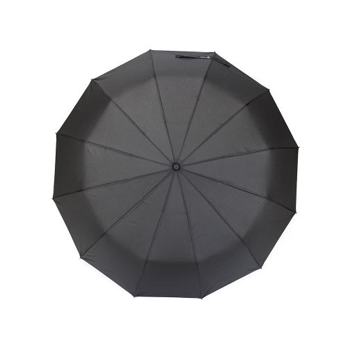 Зонт складной мужской TORBER, автомат, 3 сложения, черный, каркас сталь/файбергласс, эпонж, пластиковая ручка; - купить необычные подарки в Воронеже
