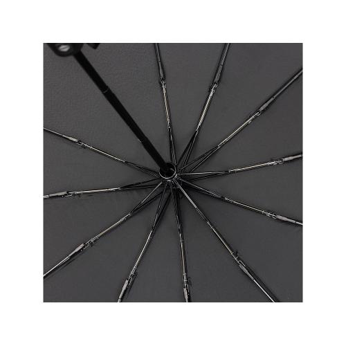 Зонт складной мужской TORBER, автомат, 3 сложения, черный, каркас сталь/файбергласс, эпонж, пластиковая ручка; - купить именные сувениры в Воронеже