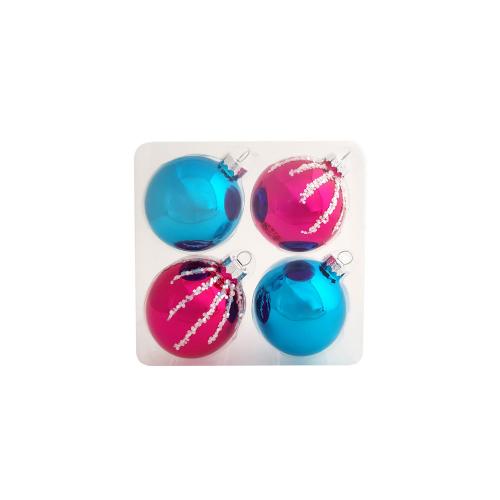 Новогоднее подвесное украшение Бирюзово-розовый шар из стекла; - купить необычные подарки в Воронеже