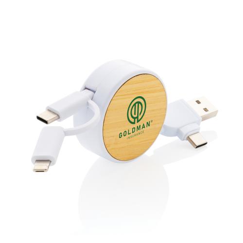 Кабель Ontario 6-в-1 с выдвижным механизмом из переработанного пластика ; - купить именные сувениры в Воронеже