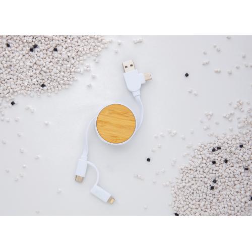 Кабель Ontario 6-в-1 с выдвижным механизмом из переработанного пластика ; - купить подарки с логотипом в Воронеже