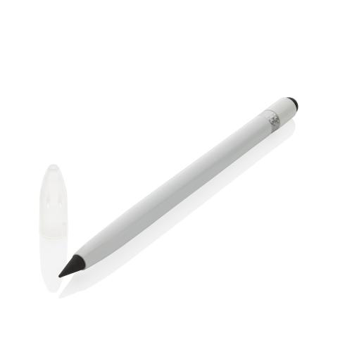 Алюминиевый вечный карандаш с ластиком и стилусом - белый;