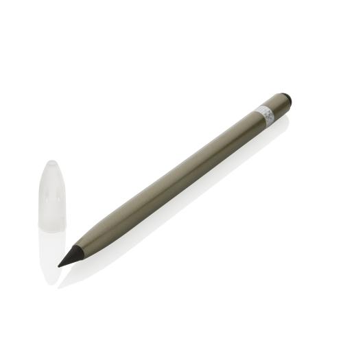 Алюминиевый вечный карандаш с ластиком и стилусом - зеленый;