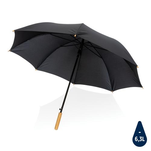 Плотный зонт Impact из RPET AWARE™ с автоматическим открыванием, d120 см - черный;