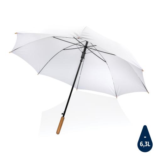 Плотный зонт Impact из RPET AWARE™ с автоматическим открыванием, d120 см - белый;