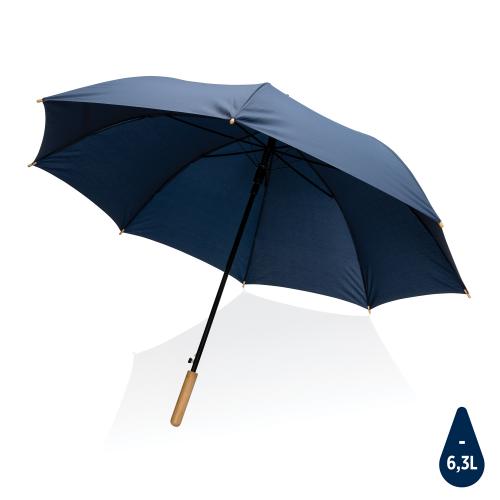 Плотный зонт Impact из RPET AWARE™ с автоматическим открыванием, d120 см - темно-синий;